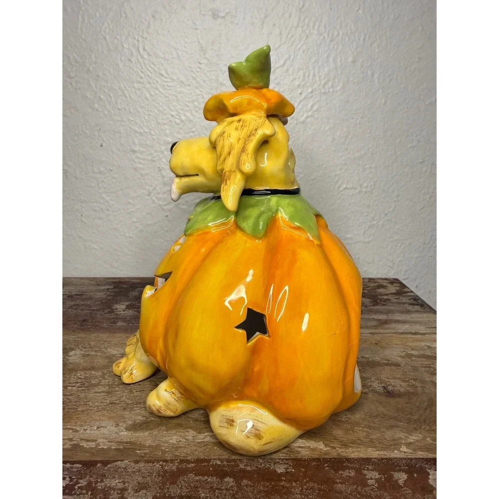 Blue Sky Halloween Ceramic Jack O Lantern Golden Retriever Candle Holder NEW